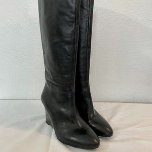 Banana Republic Tegan Black Leather Wedge Boots
